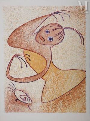 drawing of a woman with a fish in her hand