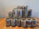 a lot of coffee mugs sitting on a table