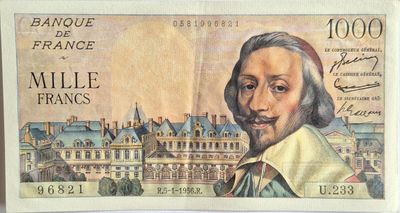 1000 francs Richelieu 5/1/1956, SUP+