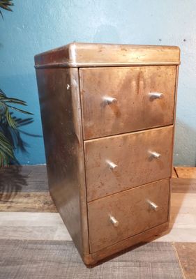 Meuble classeur en acier comprenant 3 tiroirs et tablette latérale ave - Photo 1