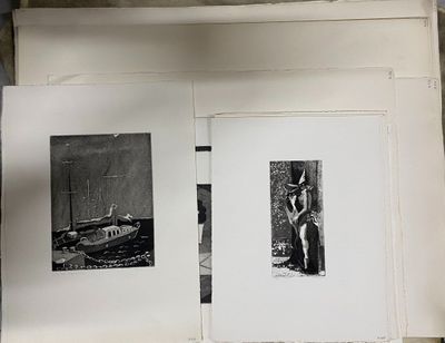 two black and white photographs of a woman and a boat