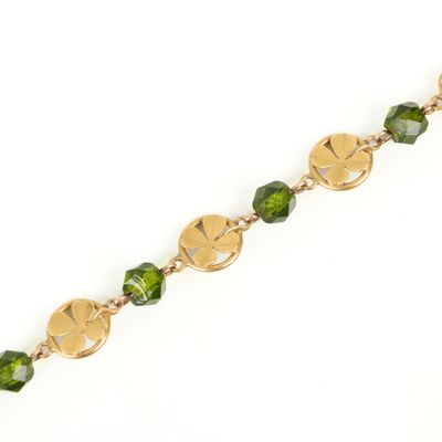 Bracelet chapelet en or (750‰), orné de perles vertes interc… - Photo 1