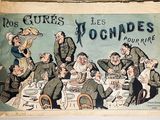 illustration of a group of people sitting around a table eating food