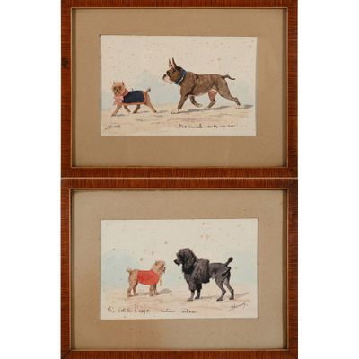 DUMASSY ( ?). PAIRE D’AQUARELLES humoristiques sur le thème … - Photo 1