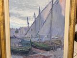 une image d'une peinture de bateaux sur l'eau