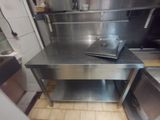 a stainless steel counter in a commercial kitchen