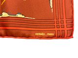 hermes - paris silk pocket square - orange / gold