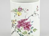 an image of a vase with flowers and birds painted on it