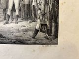a drawing of a man standing in front of a group of men