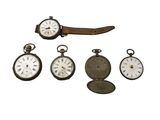 five different types of pocket watches on display