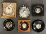 five framed pictures of women in different styles and colors
