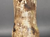 a vase that is sitting on a table with a gray background