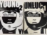 affiches représentant de jeunes hommes malchanceux, en noir et blanc