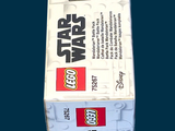 a box of lego star wars items on a blue background