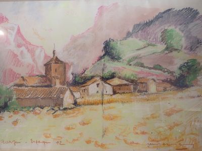 Marcel DEVIERS Vue de village espagnol, pastel, SBD, 45,5 x …