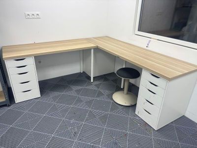an image of a corner desk in an office