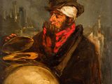 un tableau représentant un homme avec un chapeau et un tambour