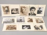 several old black and white photographs of a man and a woman