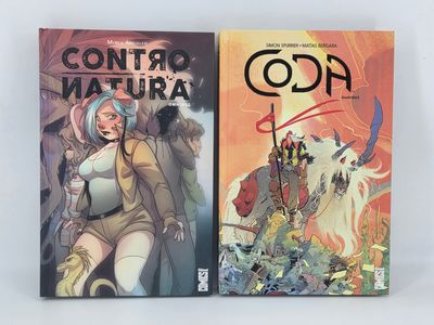 two comic books, one of which is a woman and one of which is a horse
