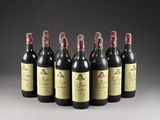 six bottles of wine are lined up in a row
