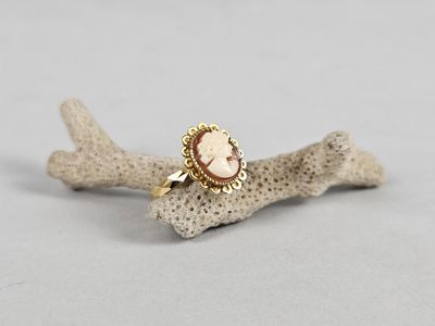 a close up of a ring on a piece of coral