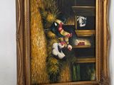 a picture of a painting of a cat on the wall