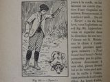 an old book with a picture of a man and a dog on it