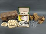 a box of assorted items sitting on a table