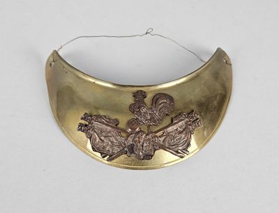 gold plated collar with two birds and a bird on it