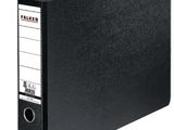 a black binder with a white label on it