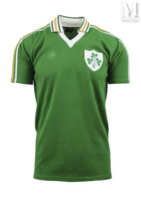 a green shirt with a white and yellow stripe on the chest