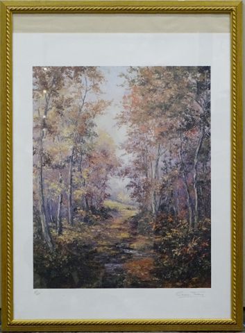 Gaston THIERY (1922-2013) « Sous-bois ». Lithographie. Signée. Ju...