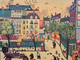 une image représentant une rue animée de la ville, avec des passants