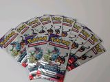 several pokemon cards are stacked on top of each other on a table