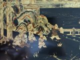 a painting of a group of people on a boat