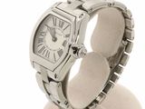 an image of a silver wrist watch with roman numerals on it