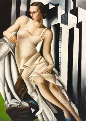 an image of a painting of a woman sitting on a chair
