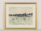 a picture of a painting of sailboats in the water
