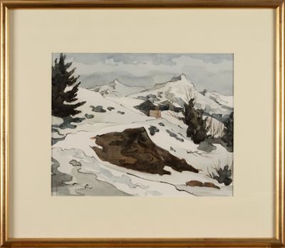 an image of a painting of a bear in the snow