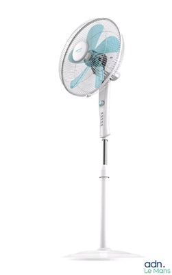 an image of a white pedestal fan on a white background