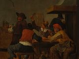 une image représentant un tableau où l'on voit des hommes jouer aux cartes dans une taverne