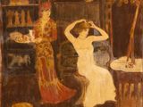 une image représentant un tableau où l'on voit une femme dans une pièce