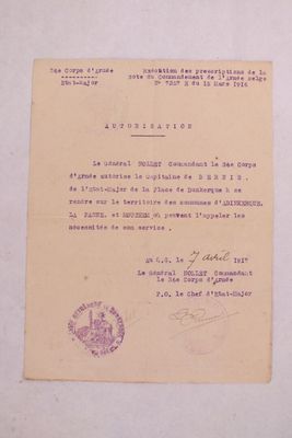 [BERNIS (de)] - Lot de 2 documents : Autorisation in-8.