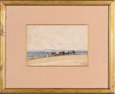 painting of a group of horses pulling a wagon down a dirt road