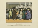 illustration of a group of people standing in a large room