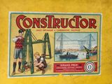 une ancienne publicité pour une entreprise de construction sur fond jaune