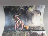 two pictures of a woman and an elephant on the wall