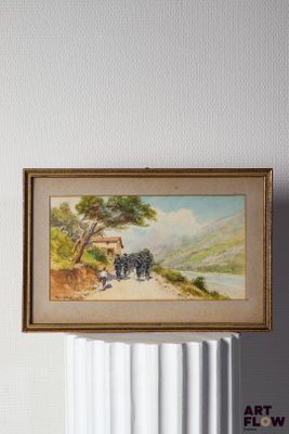 a picture of a painting on a radiator next to a radiator