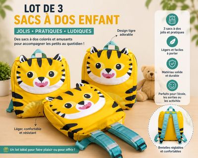 Lot de 3 sacs à dos pour enfants - tigre