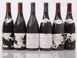 six bouteilles de vin sont alignées sur une surface blanche